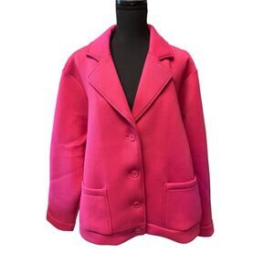 Myanne Layers Pink Knit Blazer Jacket Plus Size 2X Soft Stretch Button Front NWT